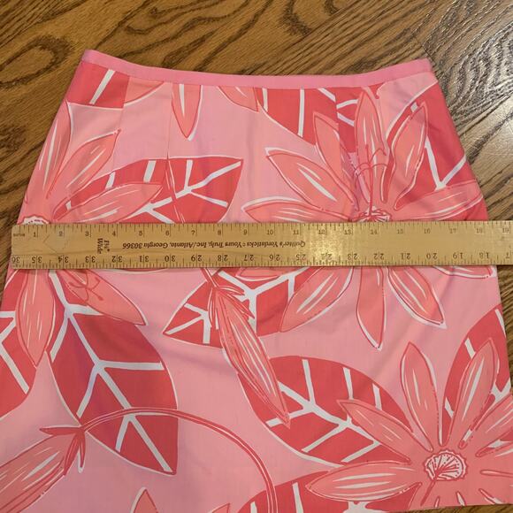 Lilly Pulitzer Skirt Pink Floral Palm Print White Label Size 4 - Picture 6 of 8